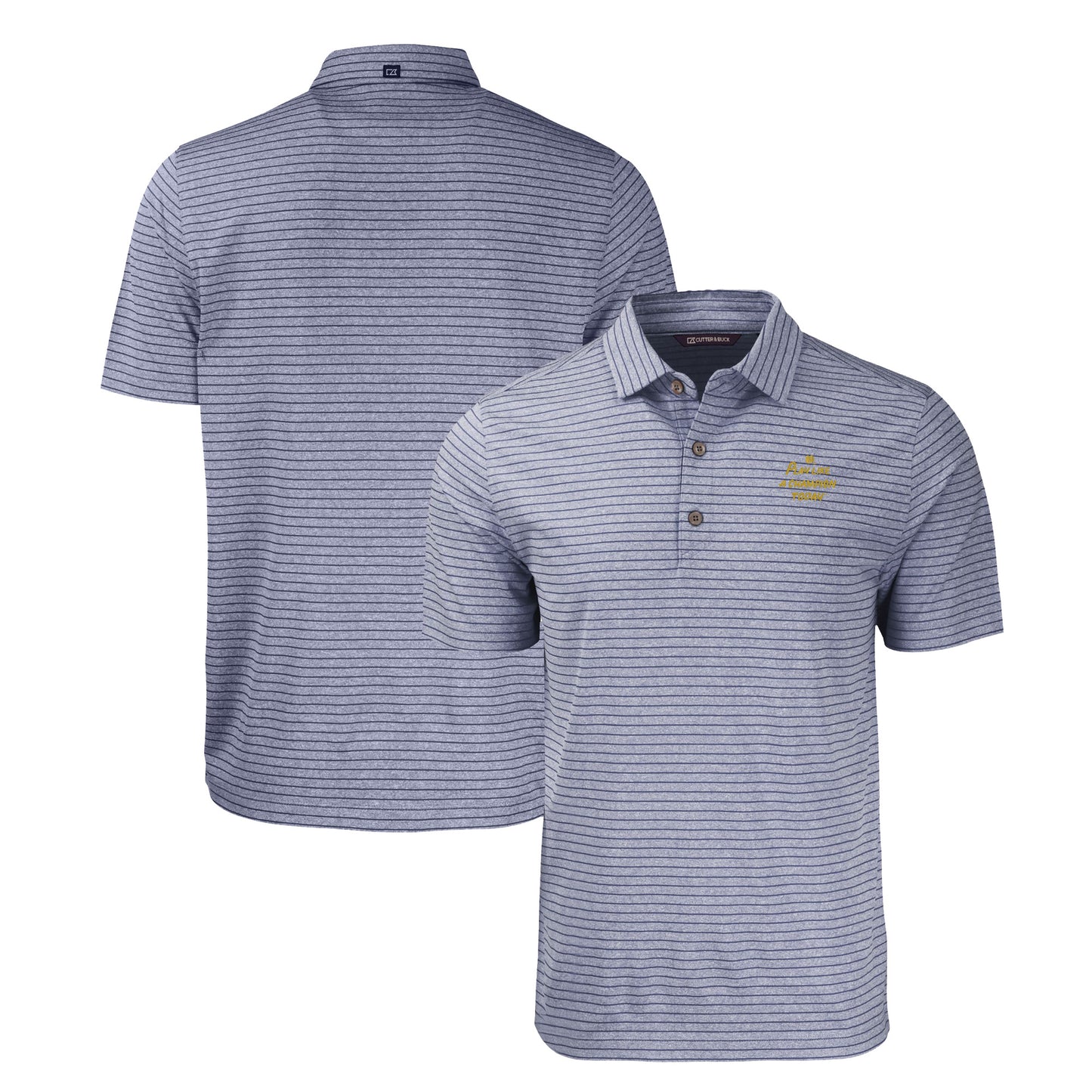 Men's Cutter & Buck Heather Navy Notre Dame Fighting Irish Play Like A Champion Today Forge Eco Heather Stripe Stretch Recycled Polo
