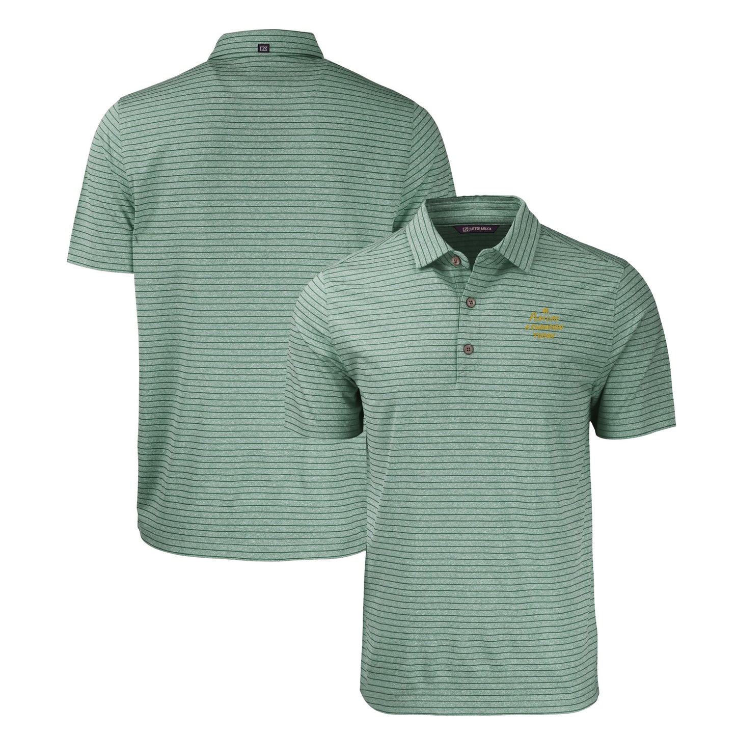 Men's Cutter & Buck Heather Green Notre Dame Fighting Irish Play Like A Champion Today Forge Eco Heather Stripe Stretch Recycled Polo