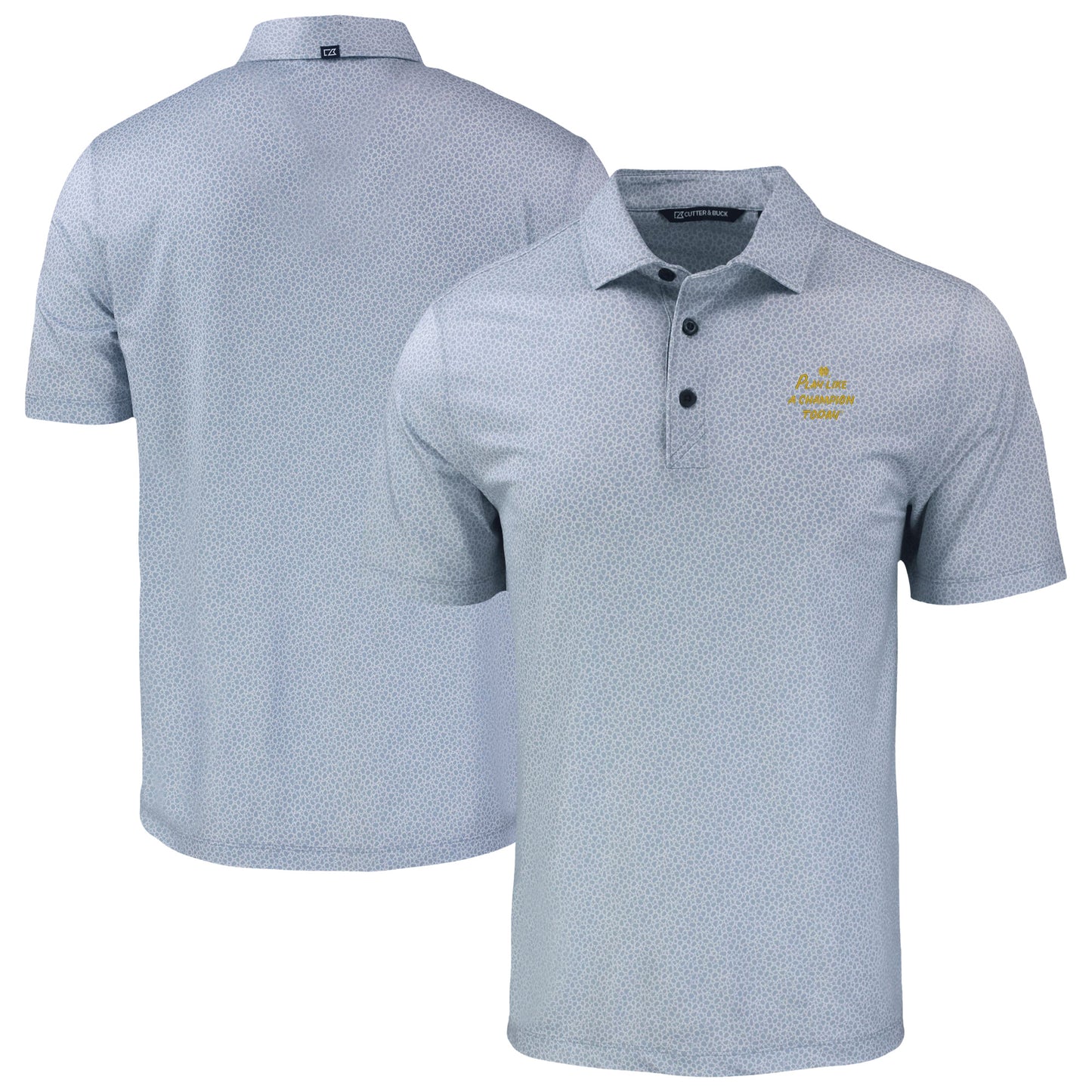 Men's Cutter & Buck Gray Notre Dame Fighting Irish Play Like A Champion Today Pike Eco Pebble Print Stretch Recycled Polo