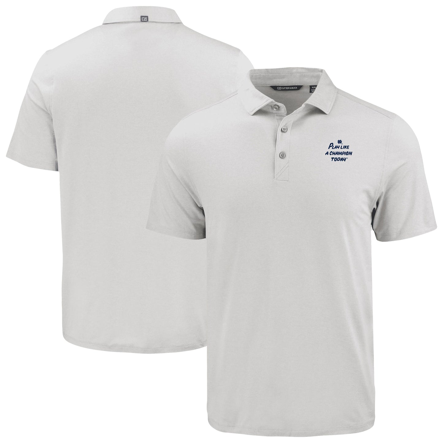 Men's Cutter & Buck Gray Notre Dame Fighting Irish Play Like A Champion Today Coastline Epic Comfort Eco Recycled Polo