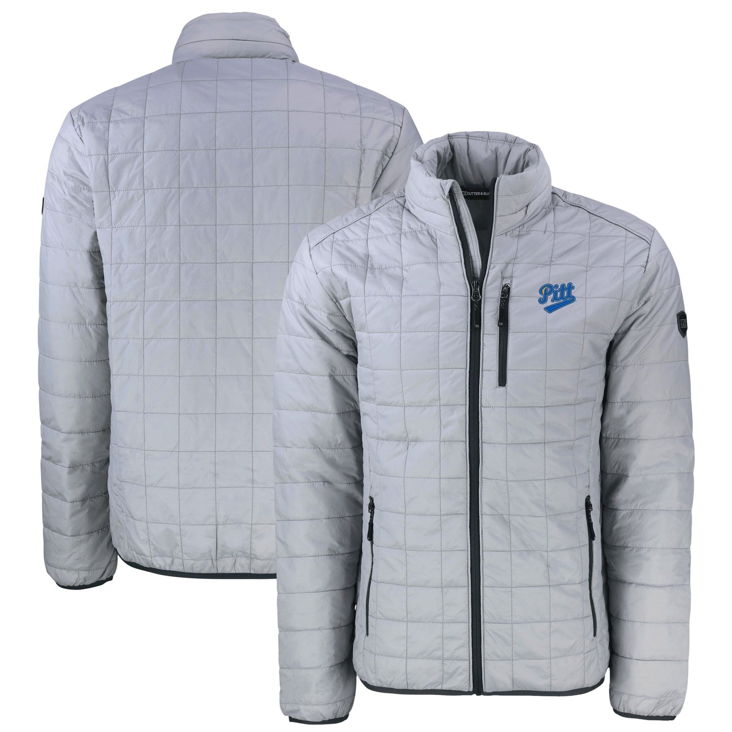 Men's Cutter & Buck Gray Pitt Panthers Rainier Primaloft Eco Full-Zip Hybrid Jacket
