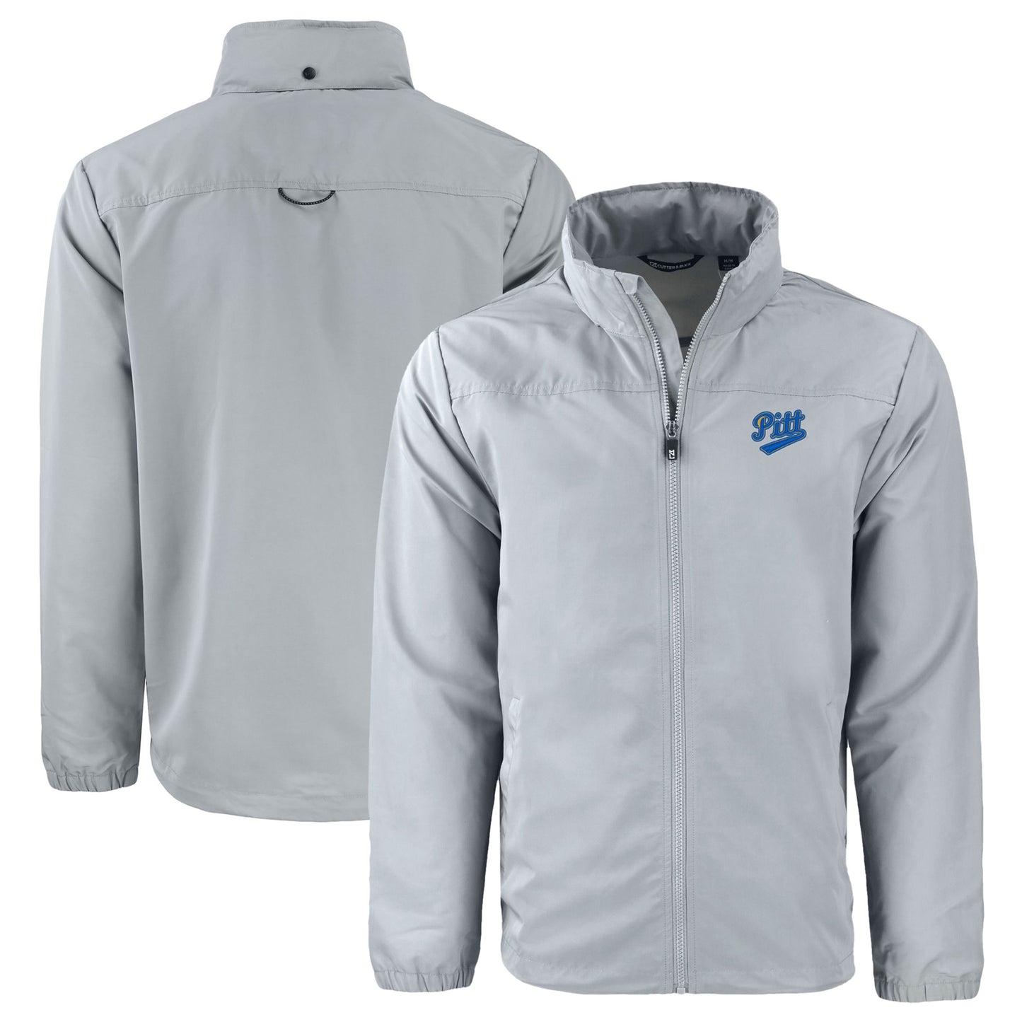 Men's Cutter & Buck Gray Pitt Panthers Charter Eco Recycled Full-Zip Jacket