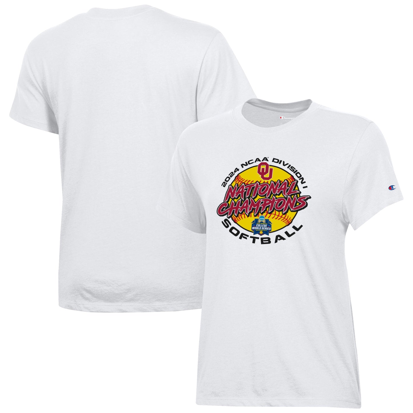 Women's Champion White Oklahoma Sooners 2024 NCAA Softball Women's College World Series Champions Locker Room T-Shirt