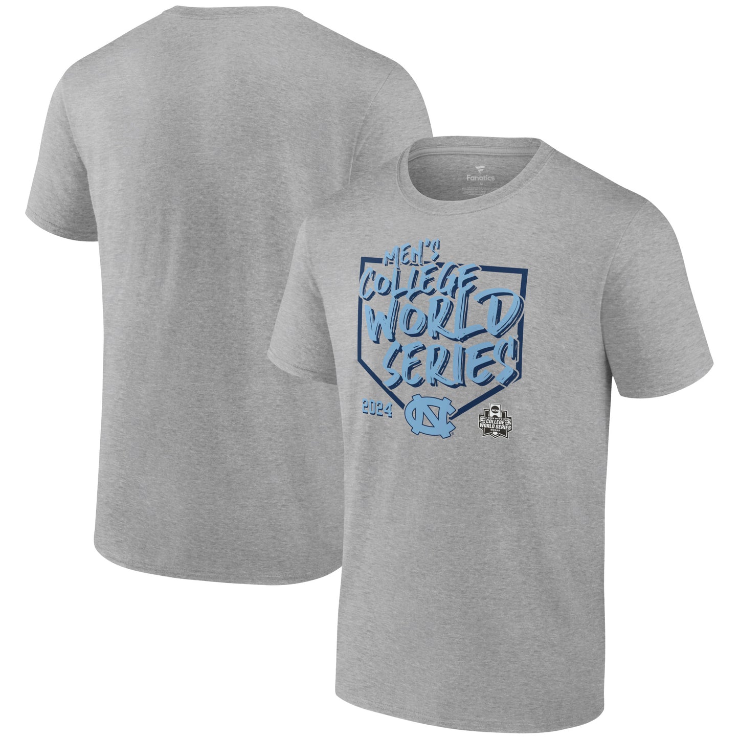 Men's Heather Gray North Carolina Tar Heels 2024 NCAA Men's Baseball College World Series Swing Away T-Shirt