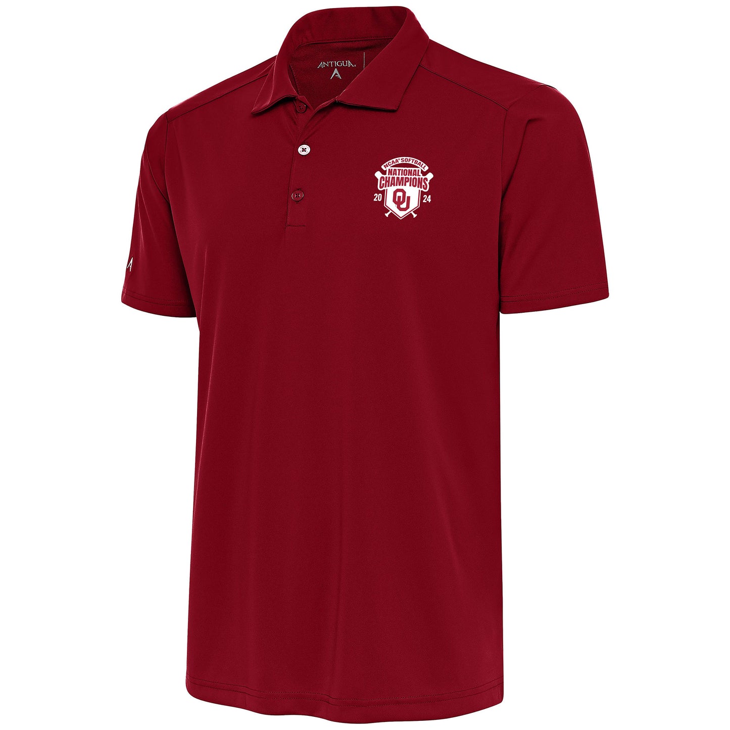 Men's Antigua Crimson Oklahoma Sooners 2024 NCAA Softball Women's College World Series National Champions Tribute Polo