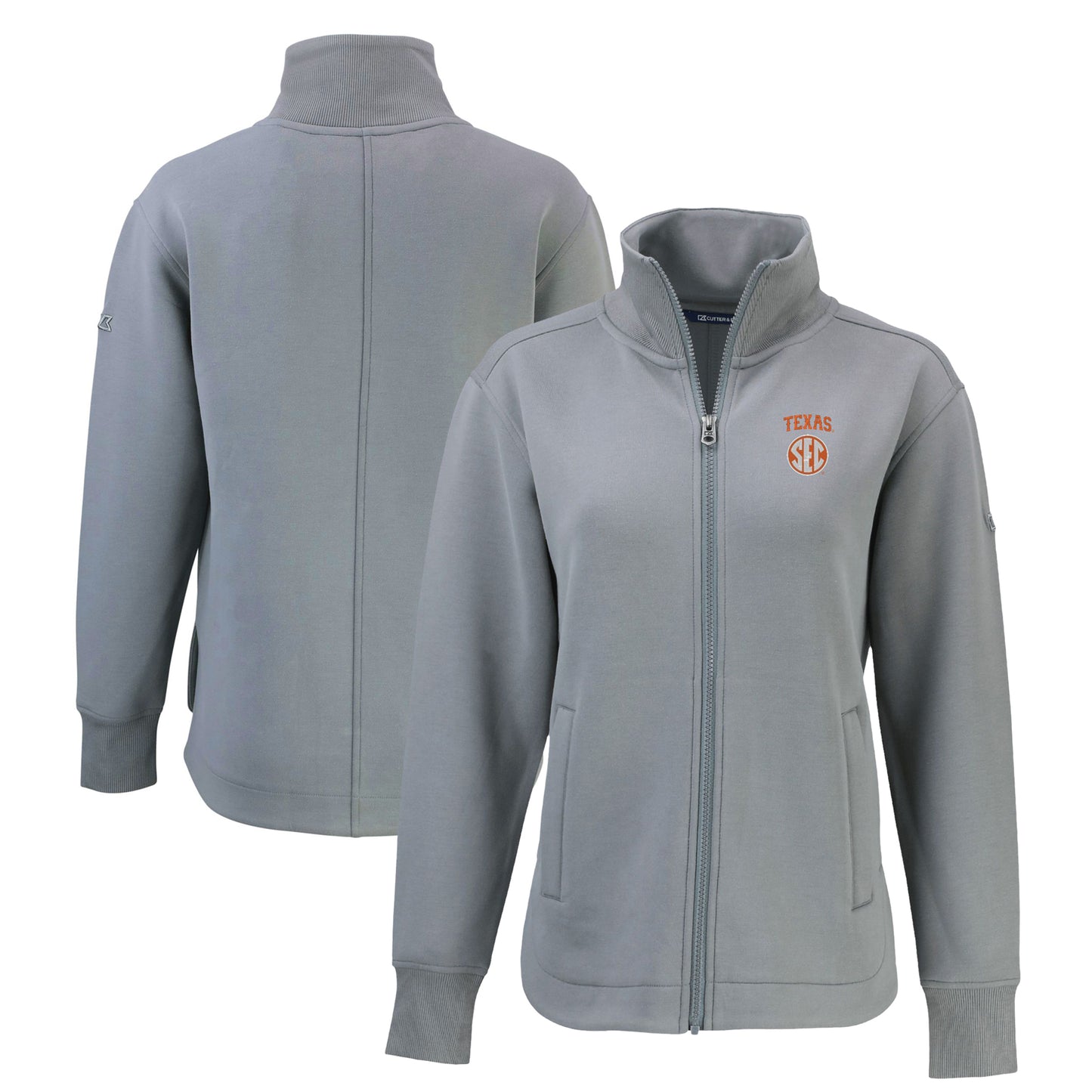 Women's Cutter & Buck Gray Texas Longhorns SEC Roam Eco Recycled Full-Zip Jacket