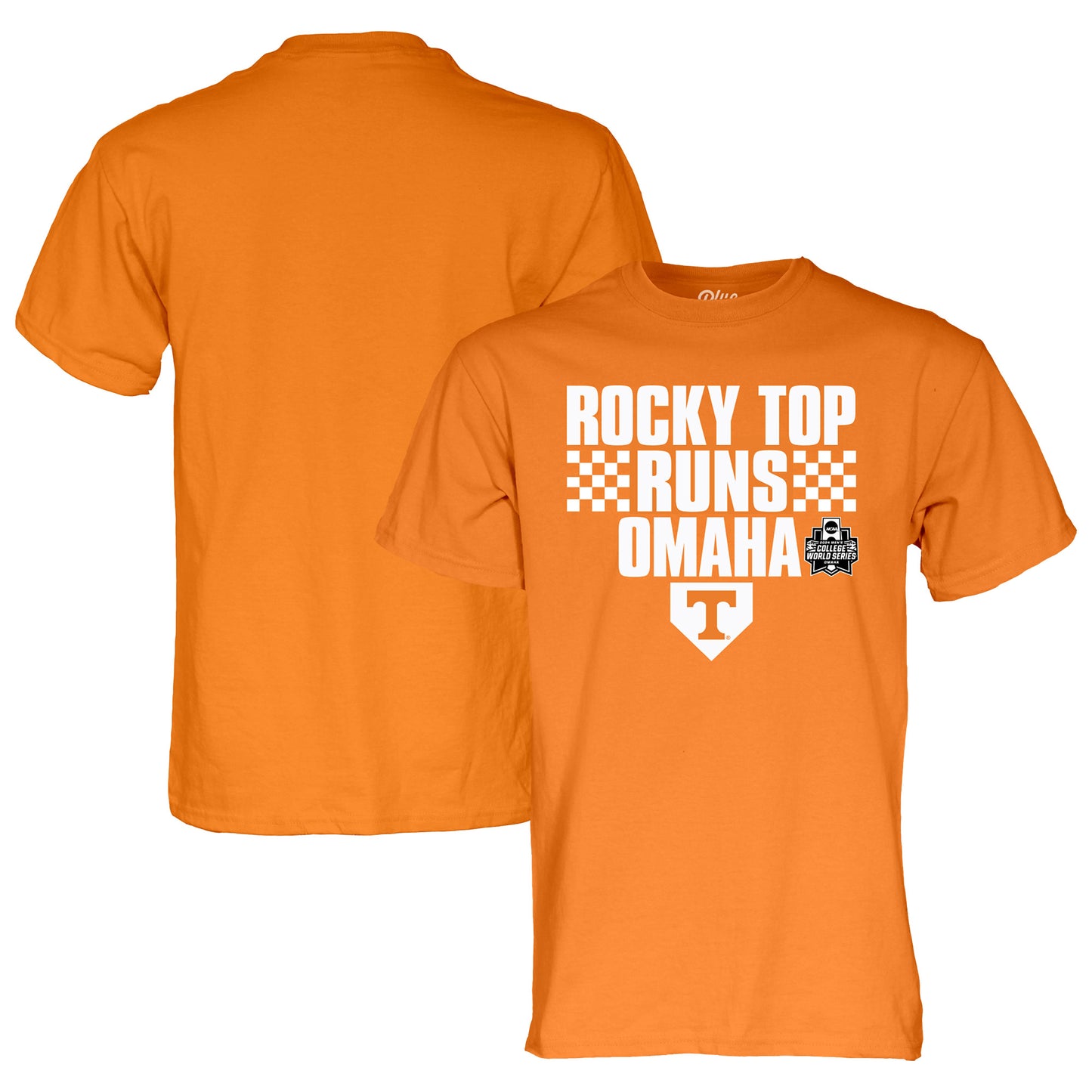 Men's Blue 84 Tennessee Orange Tennessee Volunteers 2024 NCAA Men's Baseball College World Series Champions Rocky Top Runs Omaha T-Shirt