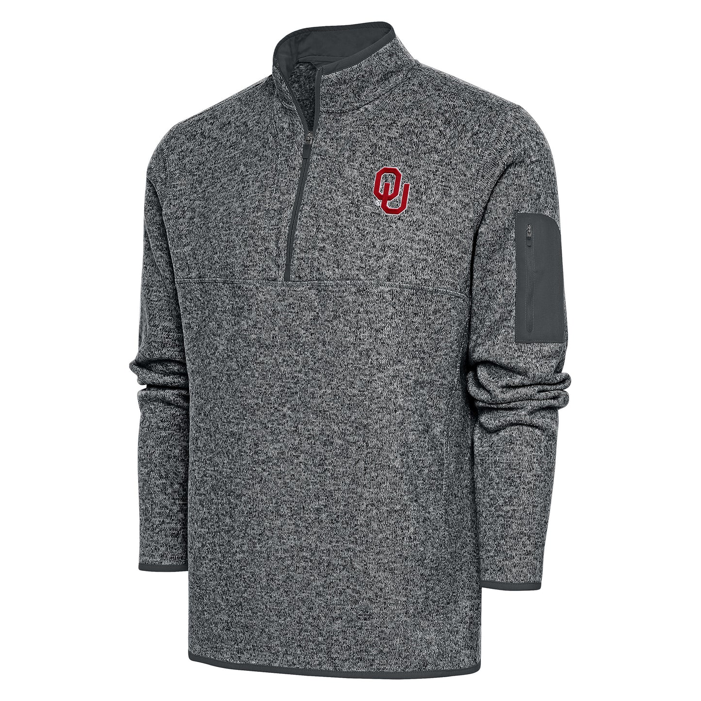 Men's Antigua Charcoal Oklahoma Sooners Fortune Half-Zip Sweatshirt