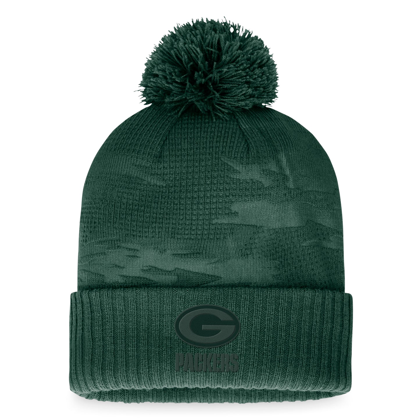 Men's Fanatics Green Green Bay Packers Iconic Camo Cuffed Knit Hat with Pom