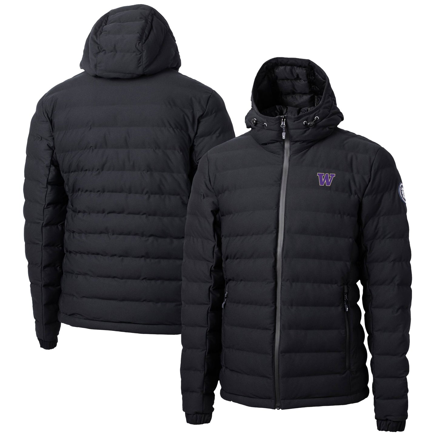 Men's Cutter & Buck Black Washington Huskies Mission Ridge Repreve Eco Insulated Puffer Full-Zip Jacket