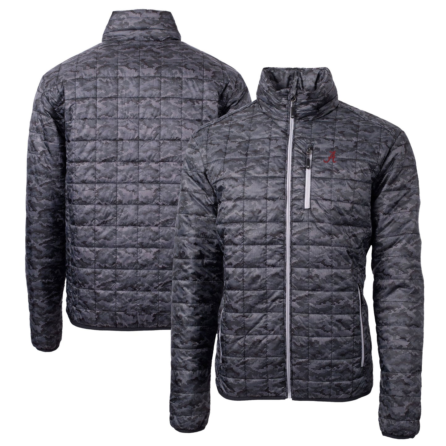 Men's Cutter & Buck Black Alabama Crimson Tide Rainier Primaloft Eco Full-Zip Hooded Jacket