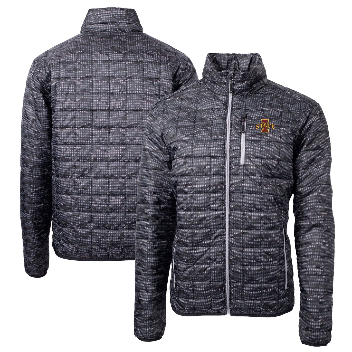 Men's Cutter & Buck Black Iowa State Cyclones Rainier Primaloft Eco Full-Zip Hooded Jacket