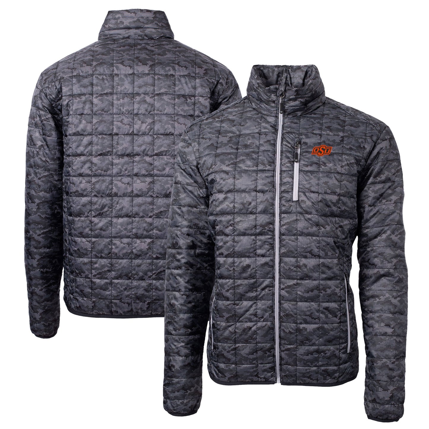 Men's Cutter & Buck Black Oklahoma State Cowboys Rainier Primaloft Eco Full-Zip Hooded Jacket