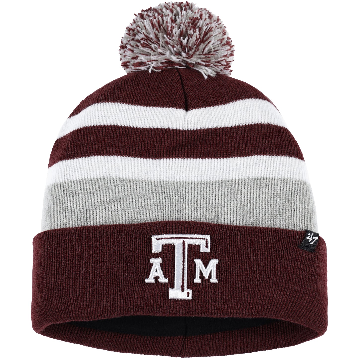 Men's '47 Maroon Texas A&M Aggies State Line Cuffed Knit Hat with Pom