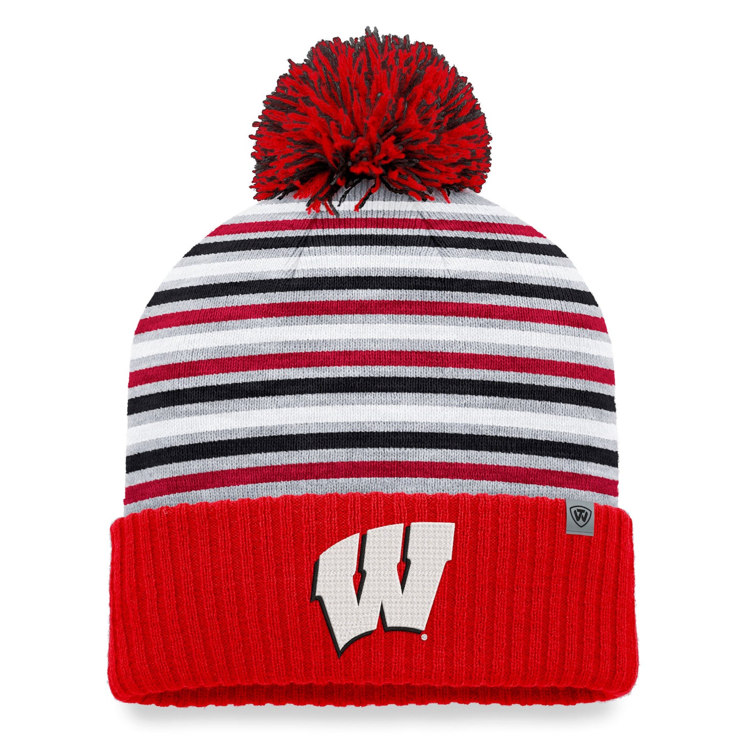 Men's Top of the World Red Wisconsin Badgers Dash Cuffed Knit Hat with Pom