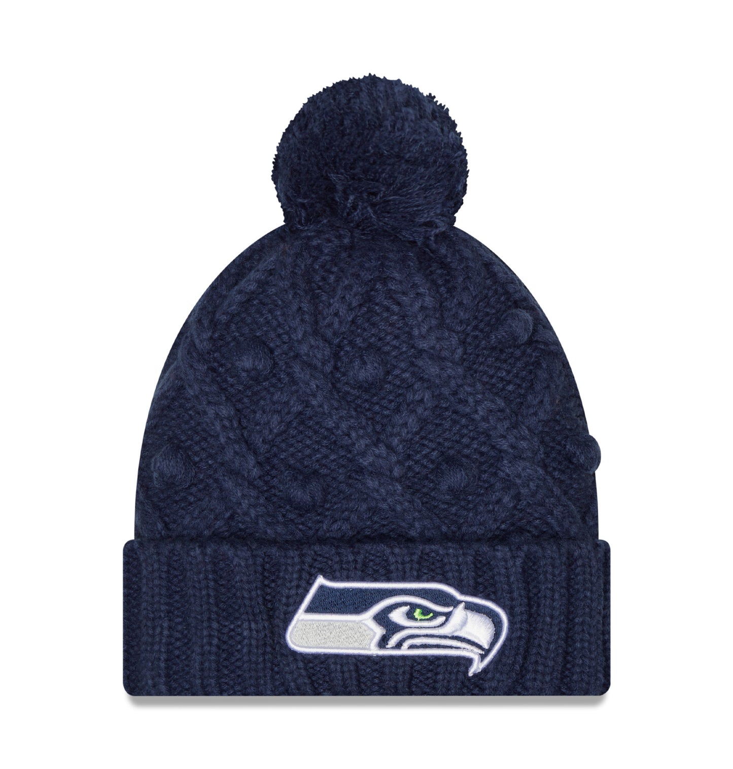 Women's New Era College Navy Seattle Seahawks Toasty Cuffed Knit Hat with Pom