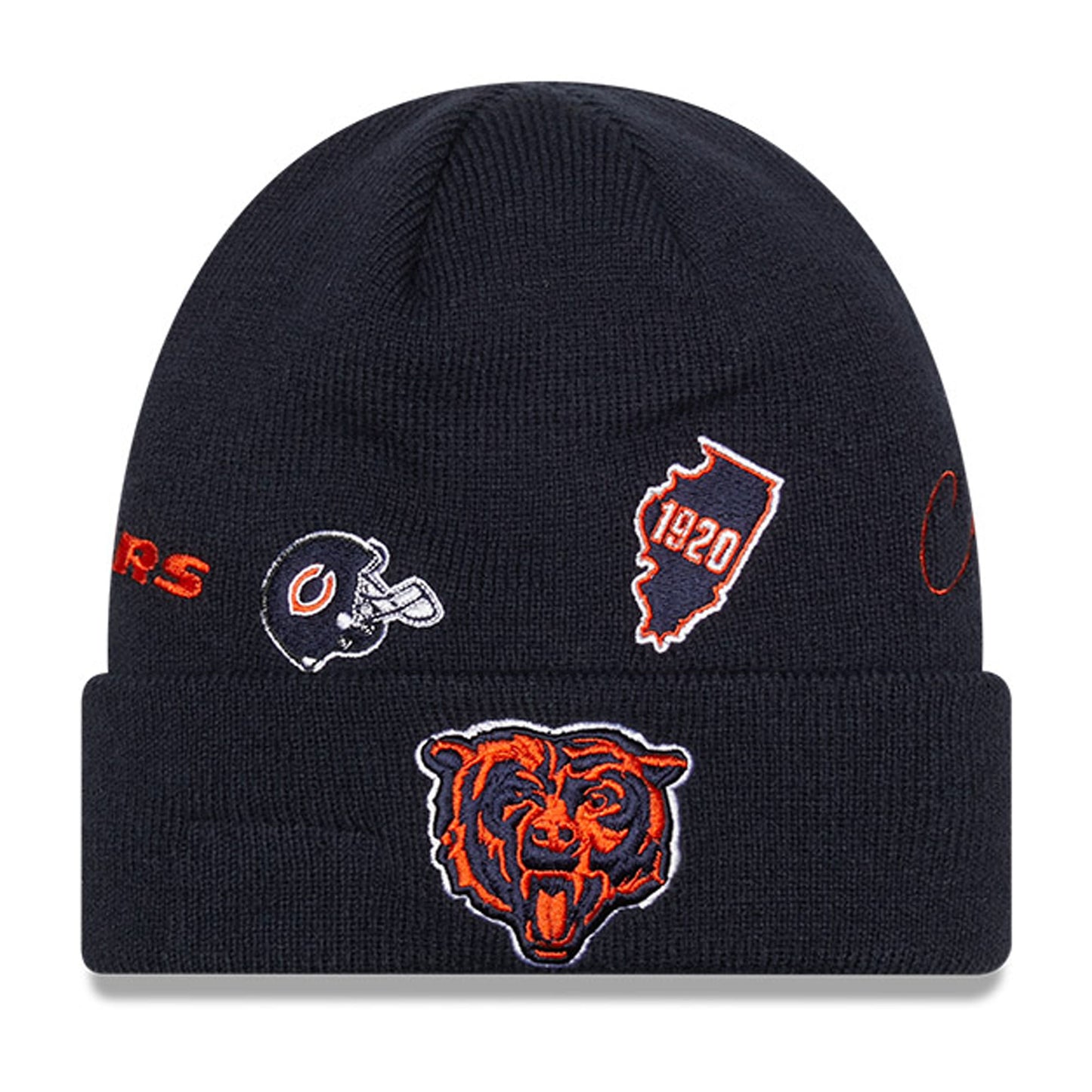 Youth New Era Navy Chicago Bears Identity Cuffed Knit Hat