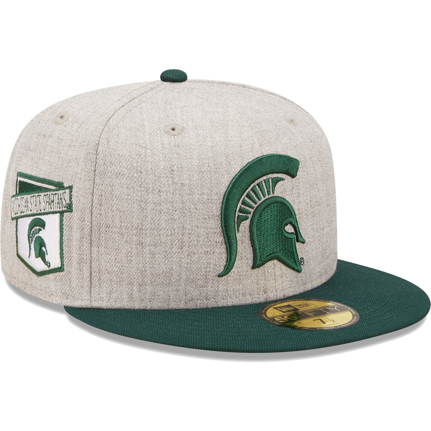 Men's New Era Heather Gray/Green Michigan State Spartans Patch 59FIFTY Fitted Hat