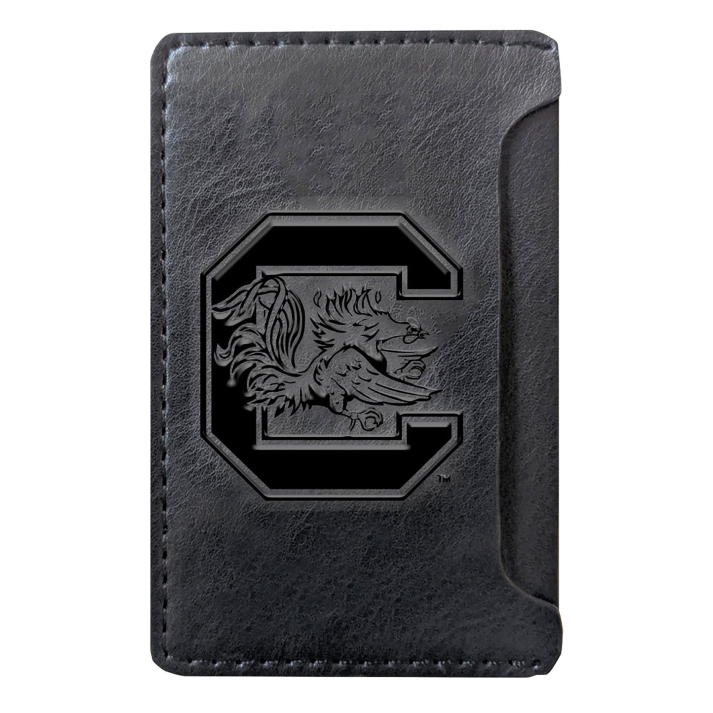 Black South Carolina Gamecocks Debossed Faux Leather Phone Wallet Sleeve