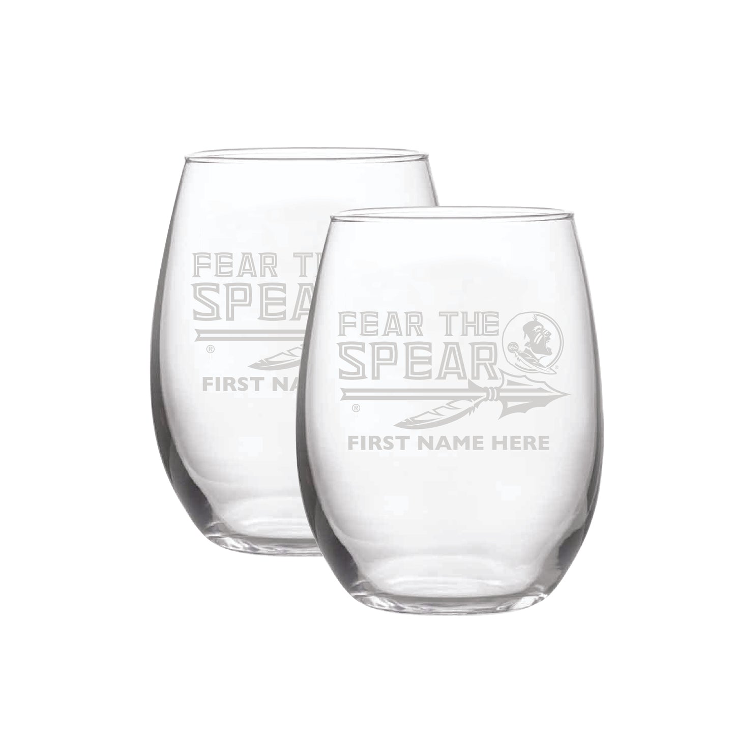 Florida State Seminoles Two-Pack 21oz. Personalized Etched Stemless Wine Glass