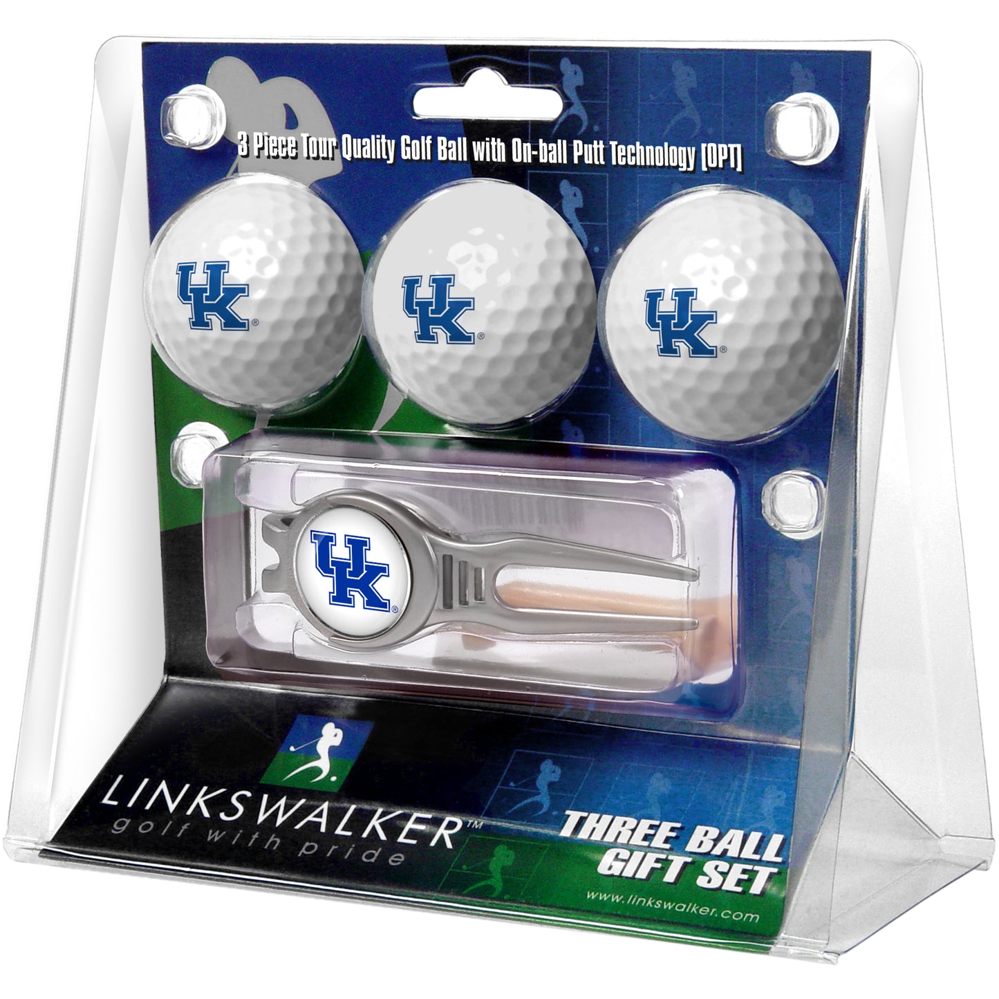 Kentucky Wildcats 3-Ball Golf Ball Gift Set with Kool Divot Tool