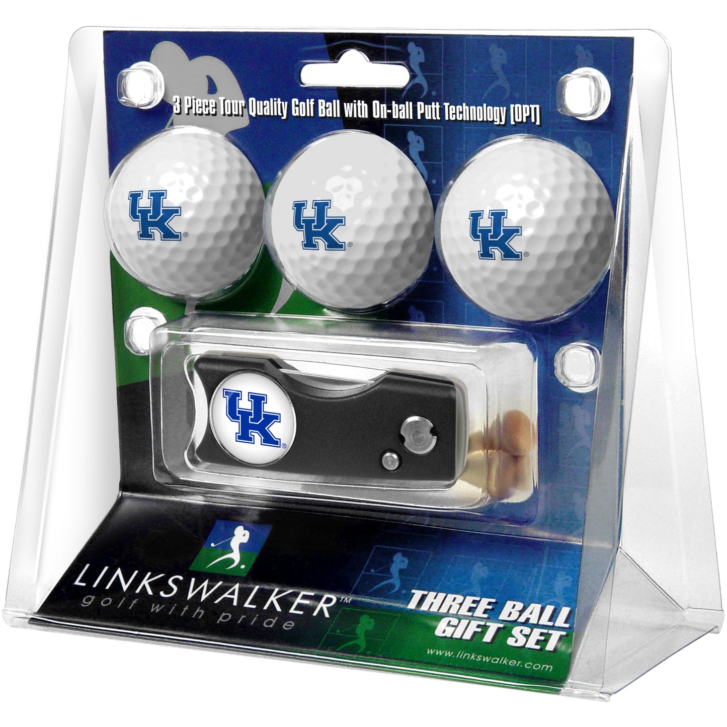 Kentucky Wildcats 3-Pack Golf Ball Gift Set with Spring Action Divot Tool
