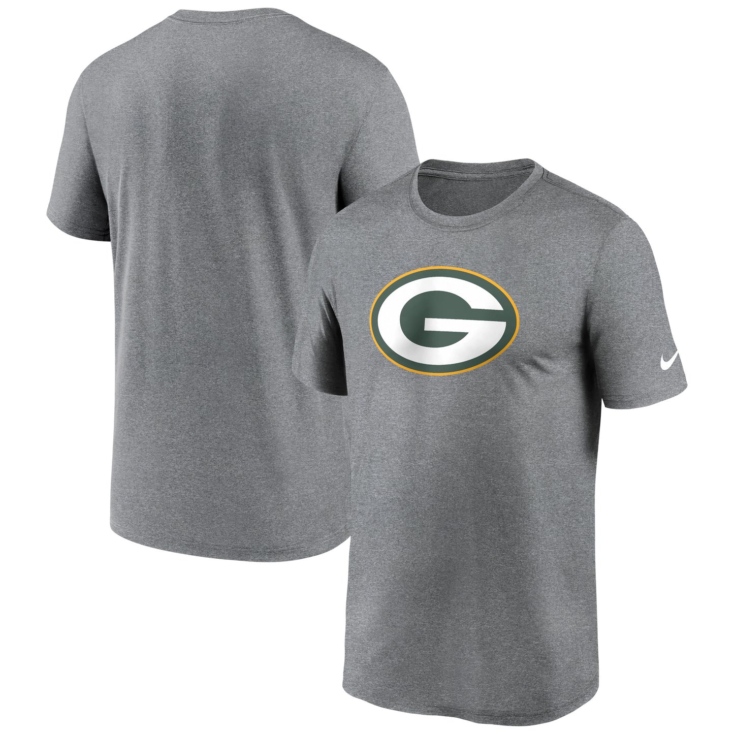 Men's Nike Heather Charcoal Green Bay Packers Legend Logo Performance T-Shirt