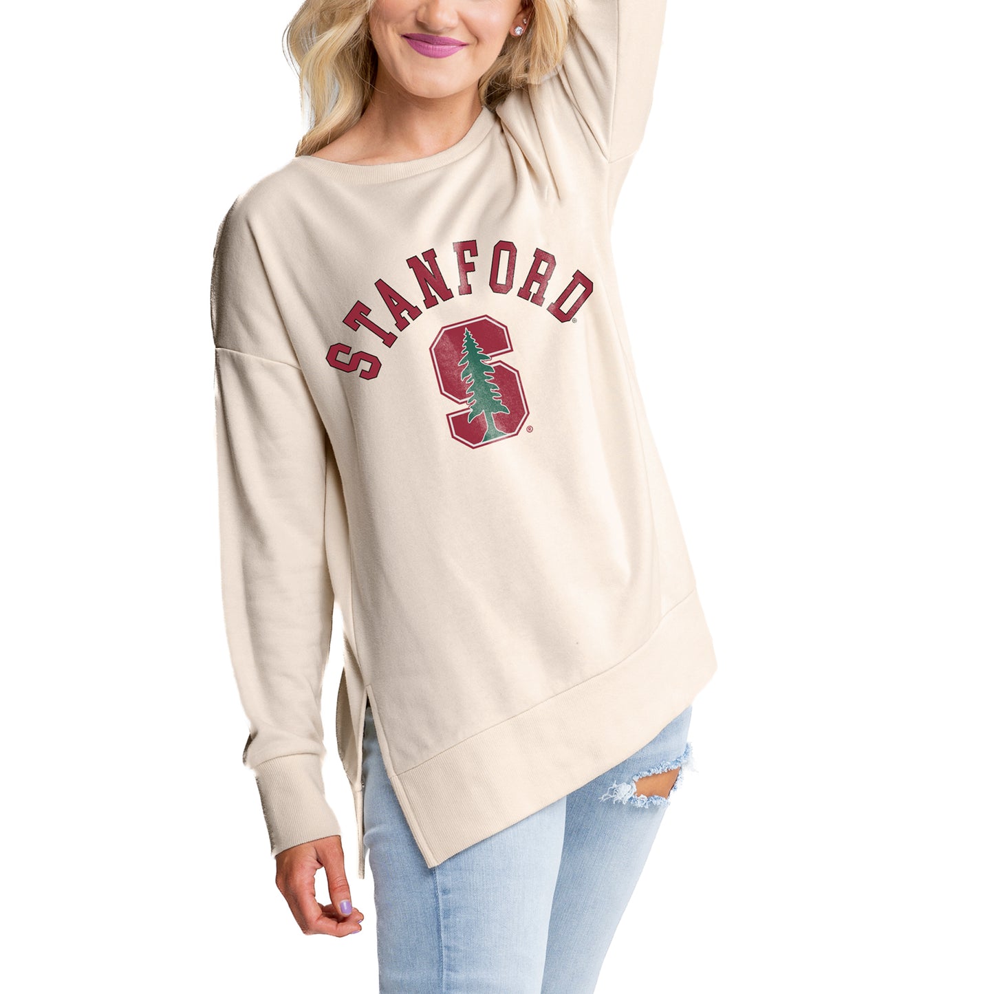 Women's Gameday Couture Cream Stanford Cardinal Side Split Pullover Top