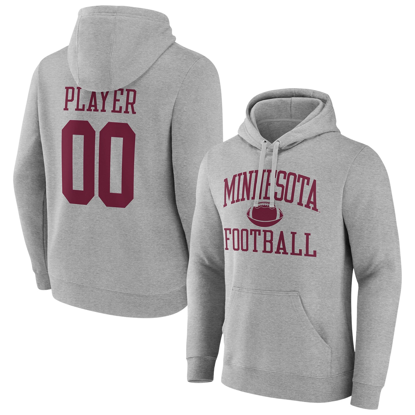 Men's Gray Minnesota Golden Gophers Football Pick-A-Player NIL Gameday Tradition Pullover Hoodie