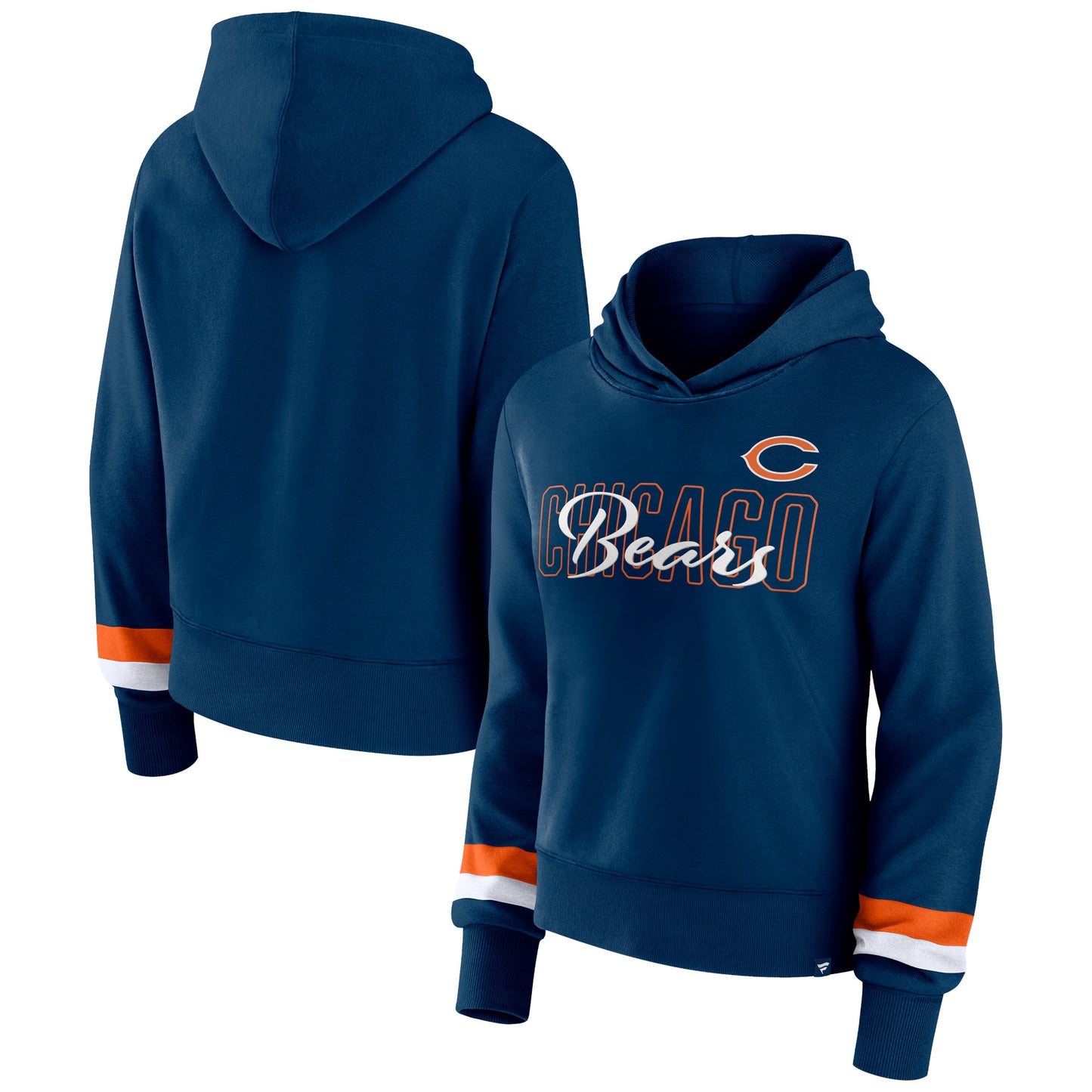 Women's Fanatics Navy Chicago Bears Over Under Pullover Hoodie
