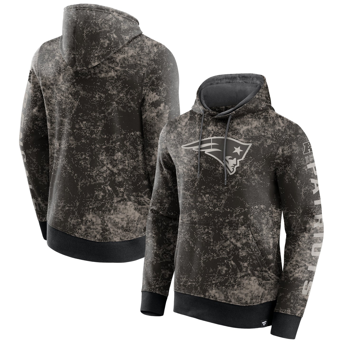 Men's Fanatics Black/Gray New England Patriots Blackout Tonal Pullover Hoodie