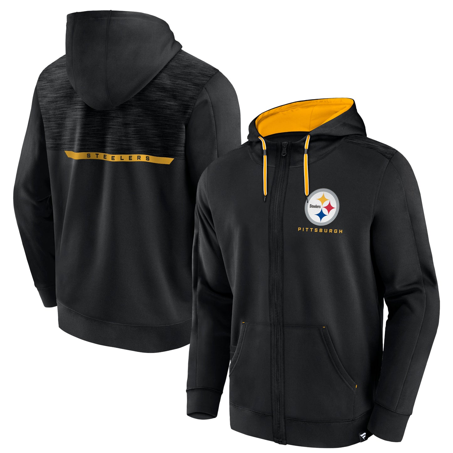 Men's Fanatics Black Pittsburgh Steelers Defender Evo Full-Zip Hoodie