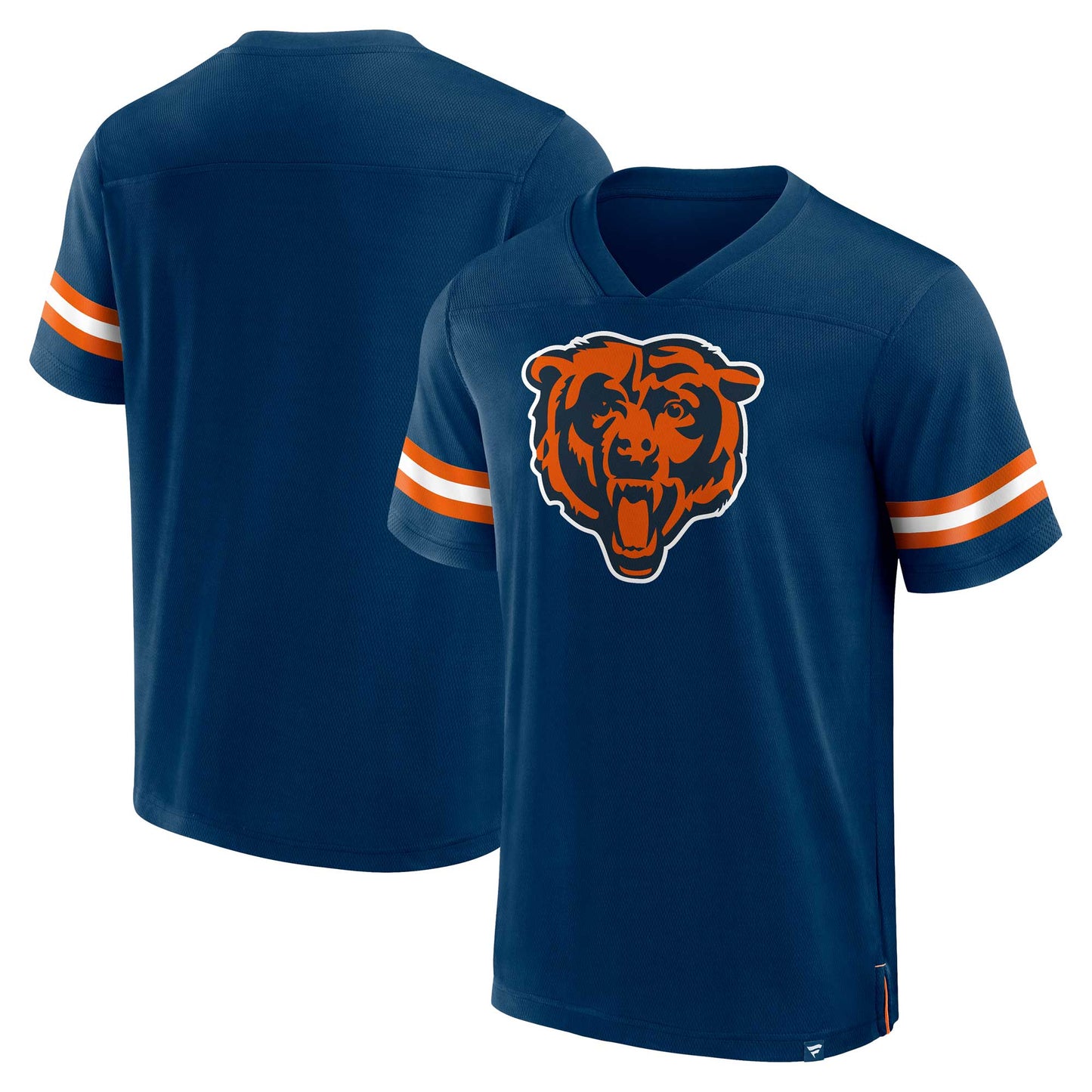 Men's Fanatics Navy Chicago Bears Jersey Tackle V-Neck T-Shirt