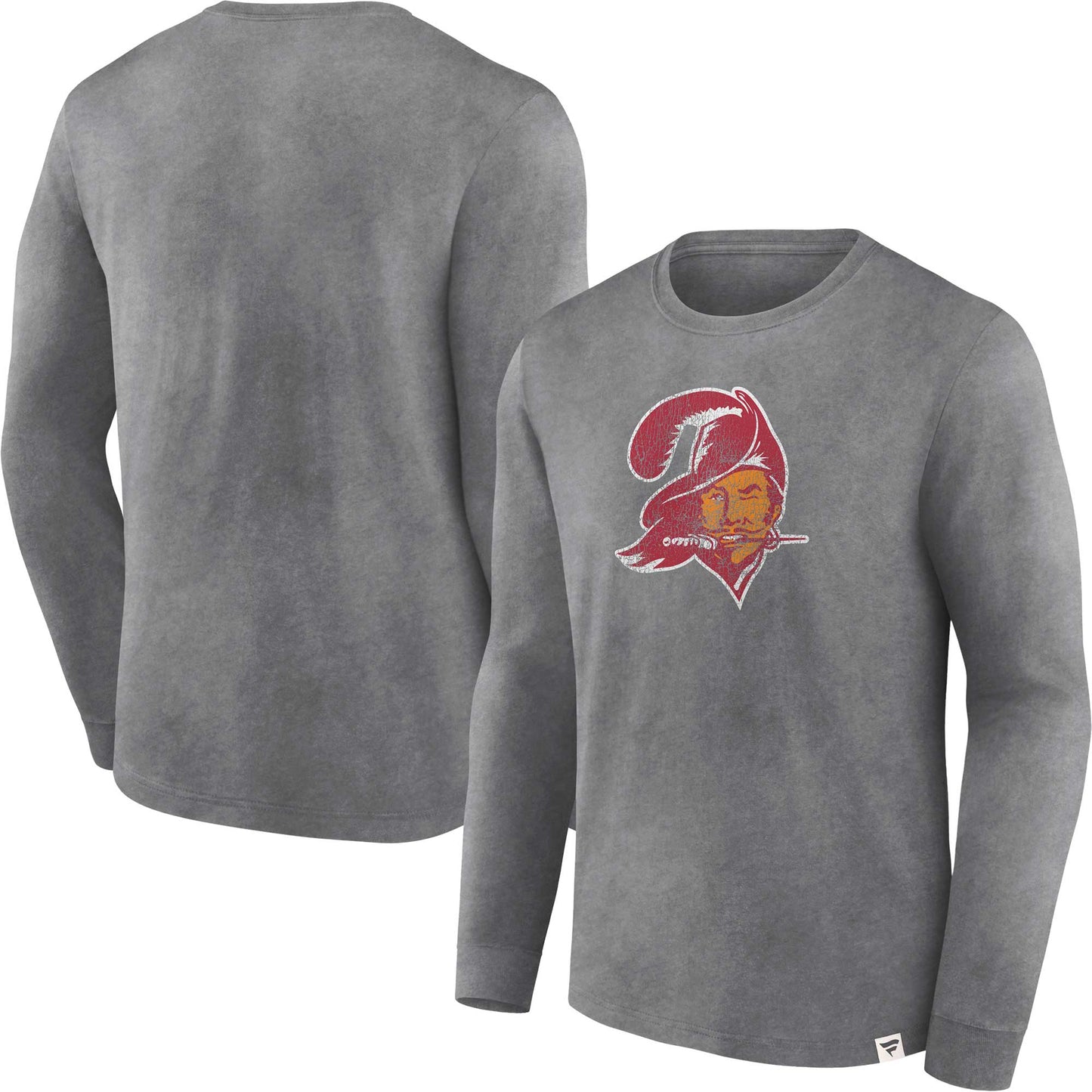 Men's Fanatics Heather Charcoal Tampa Bay Buccaneers Washed Primary Long Sleeve T-Shirt