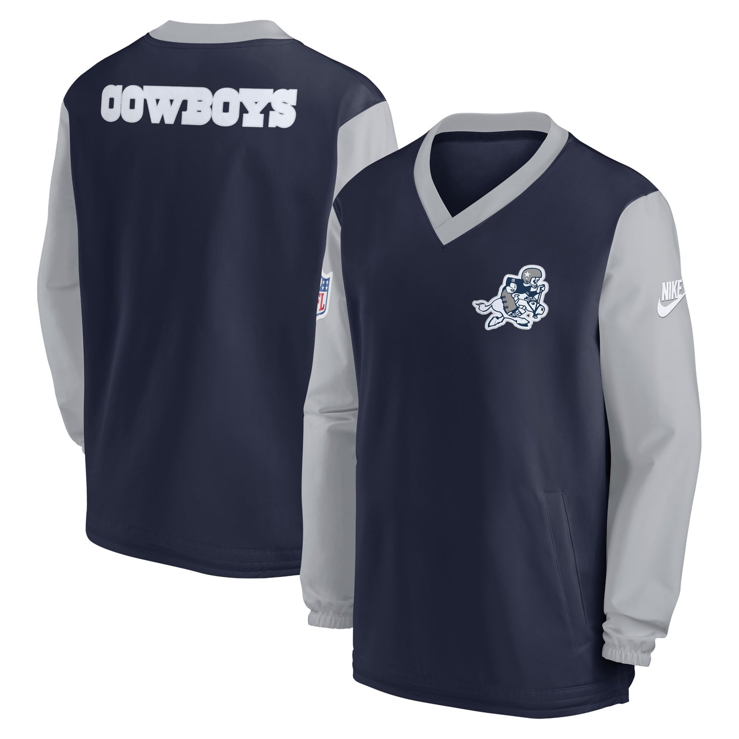 Men's Nike Navy Dallas Cowboys 2023 Sideline V-Neck Pullover Windshirt