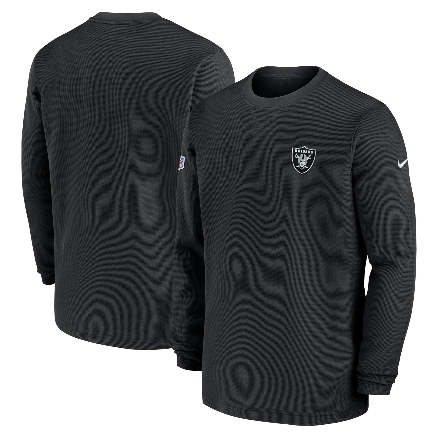 Men's Nike Black Las Vegas Raiders 2023 Sideline Throwback Heavy Brushed Waffle Long Sleeve Top