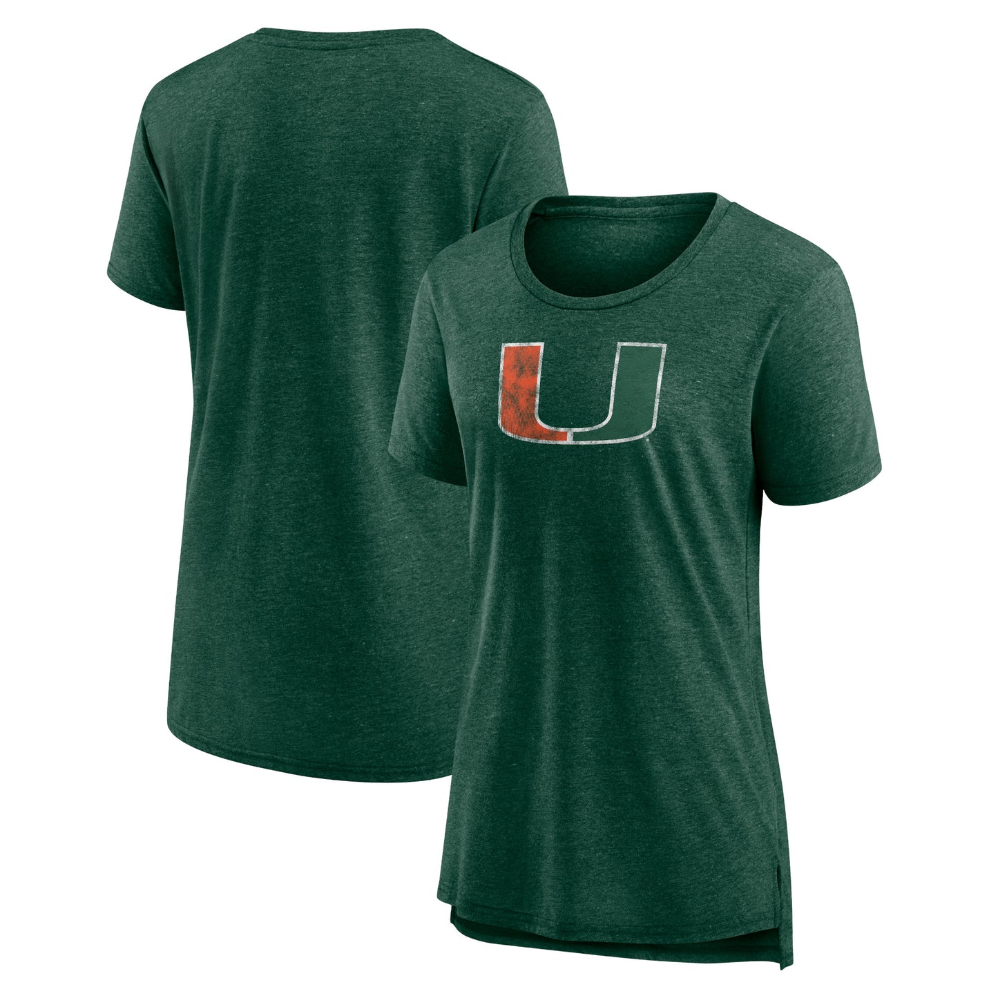 Women's Heather Green Miami Hurricanes Tri-Blend T-Shirt