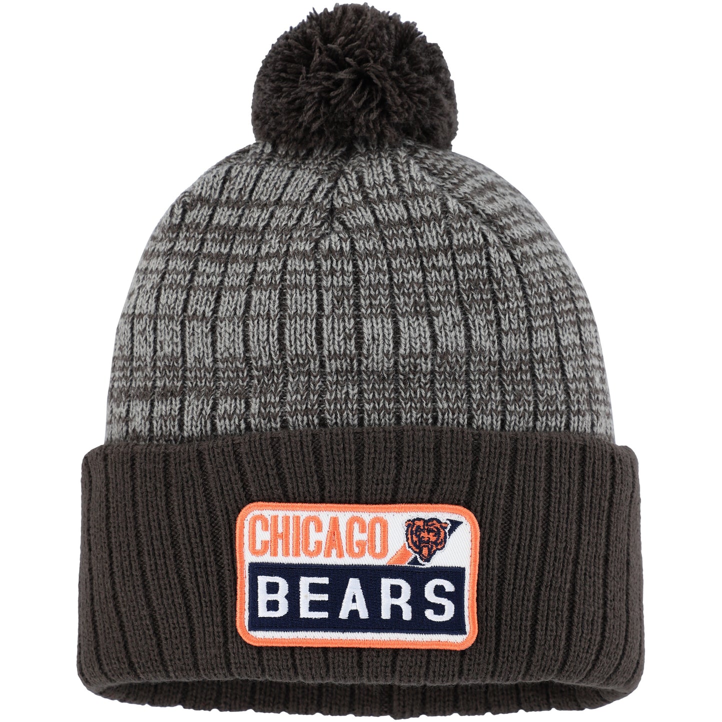 Men's Brown/Gray Chicago Bears Mass Fitch Cuffed Knit Hat with Pom