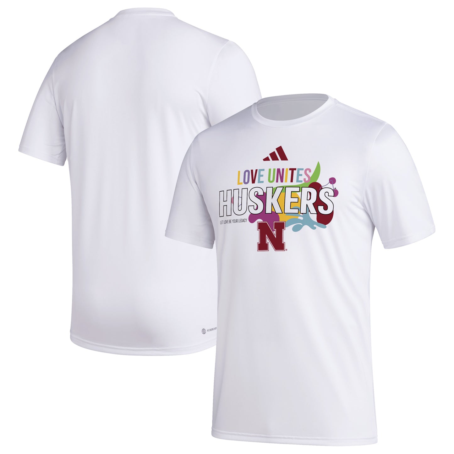Men's adidas x Rich Mnisi Pride Collection White Nebraska Huskers Pregame AEROREADY T-Shirt