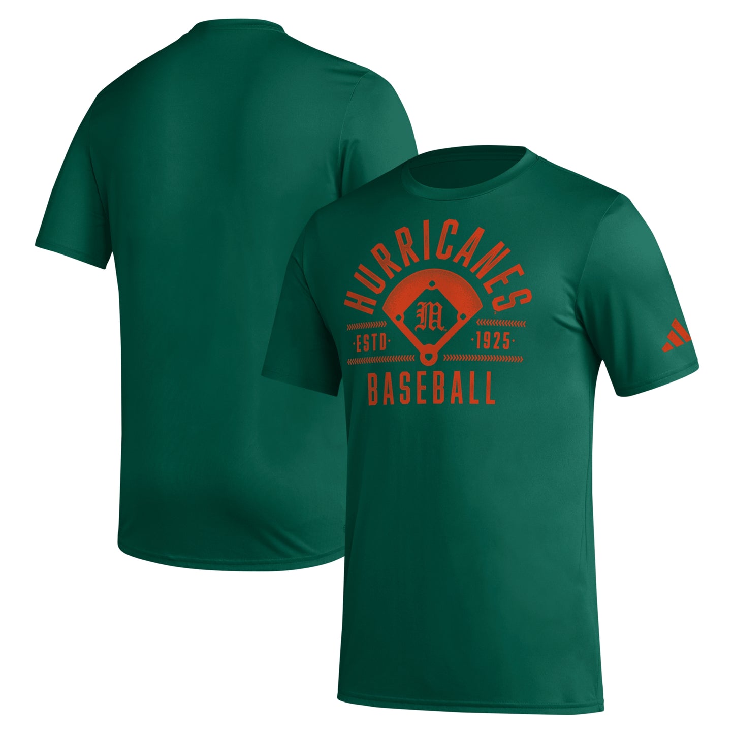 Men's adidas Green Miami Hurricanes Exit Velocity Baseball Pregame AEROREADY T-Shirt
