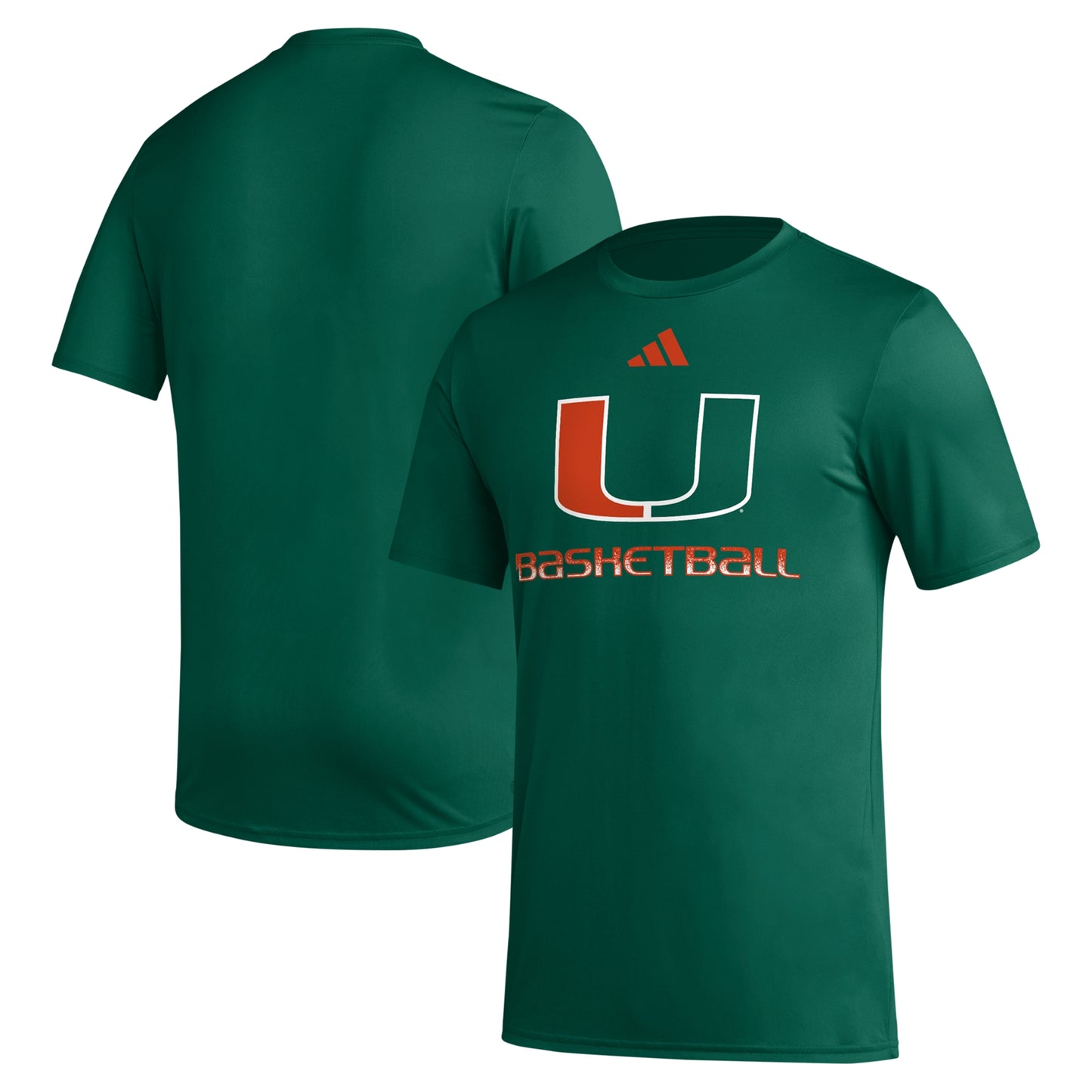 Men's adidas Green Miami Hurricanes Fadeaway Basketball Pregame AEROREADY T-Shirt