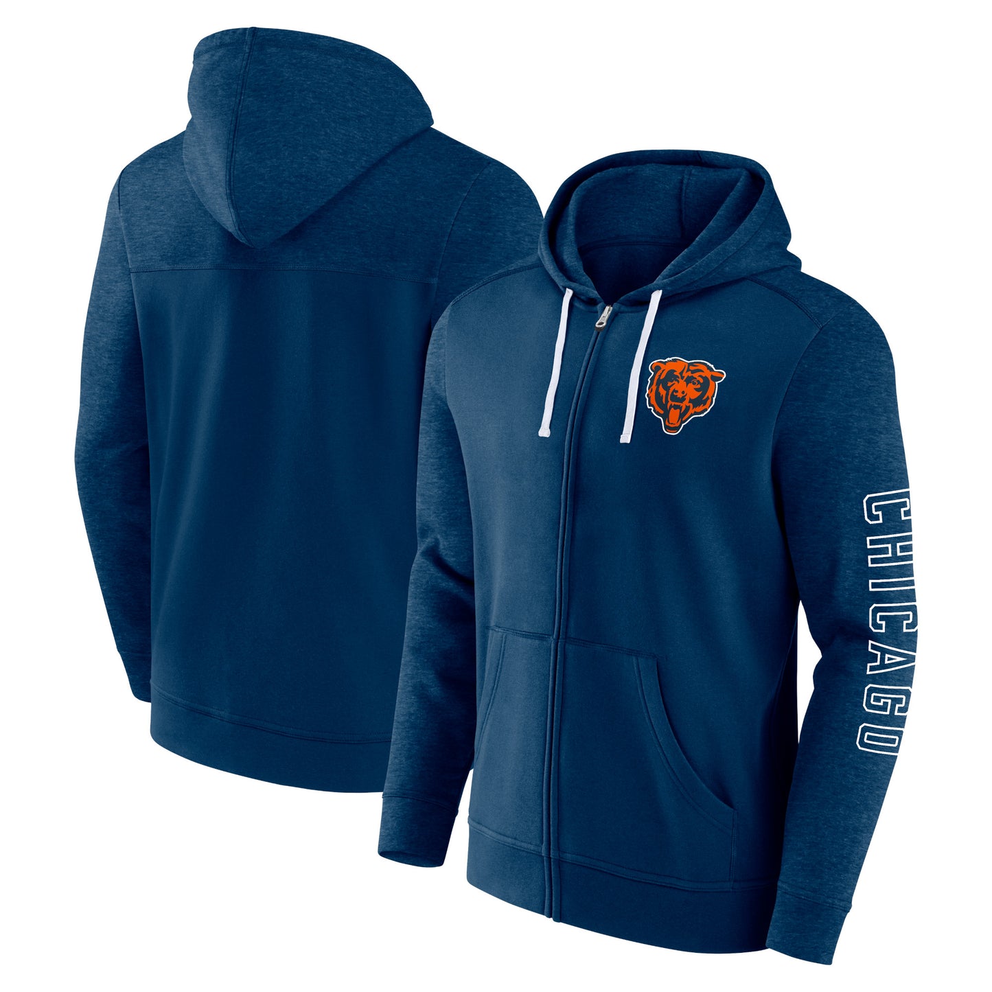 Men's Fanatics Navy Chicago Bears Offensive Lineup Hoodie Full-Zip Hoodie
