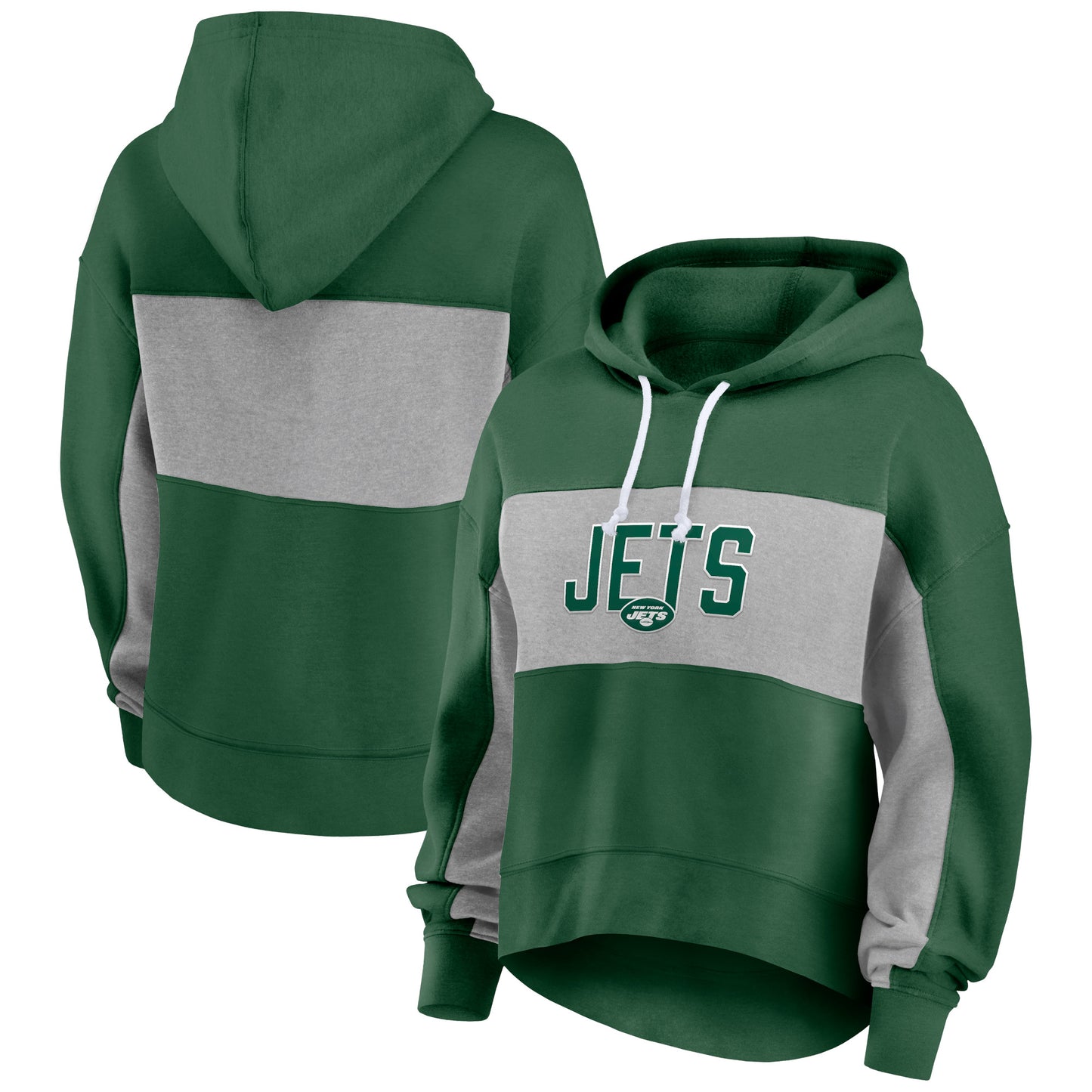 Women's Fanatics Green New York Jets Filled Stat Sheet Lighweight Modest Crop Hoodie
