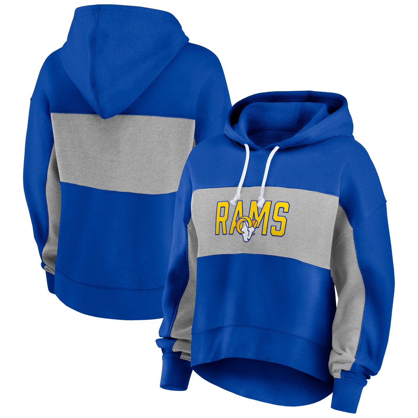 Women's Fanatics Royal Los Angeles Rams Filled Stat Sheet Lighweight Modest Crop Hoodie