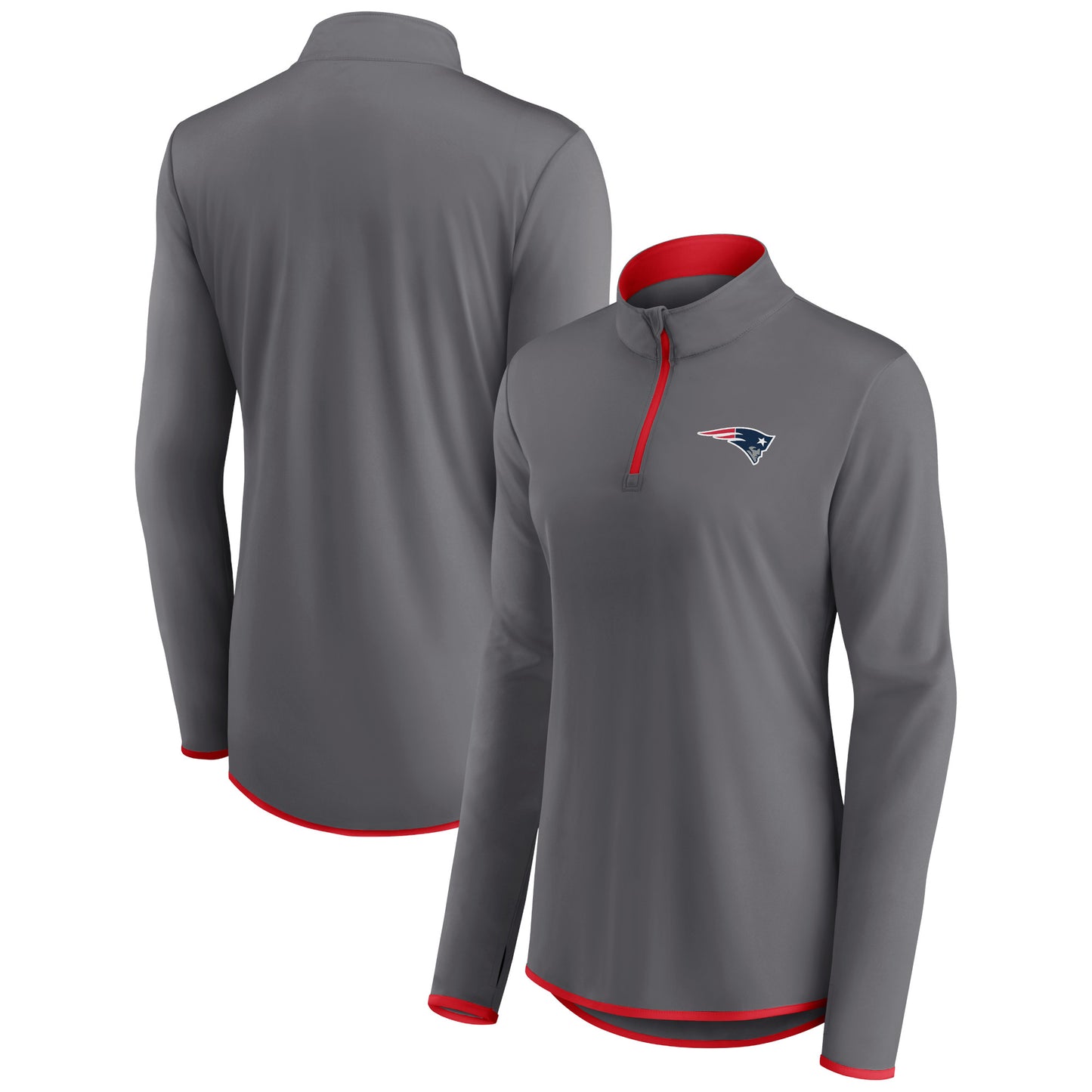 Women's Fanatics Gray New England Patriots Corner Long Sleeve 1/4 Zip Top
