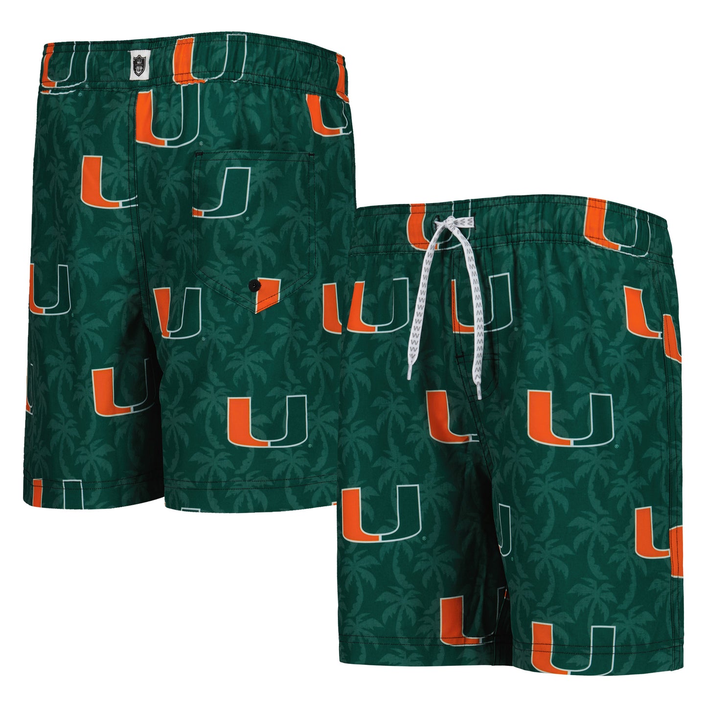 Youth Wes & Willy Green Miami Hurricanes Palm Tree Swim Shorts