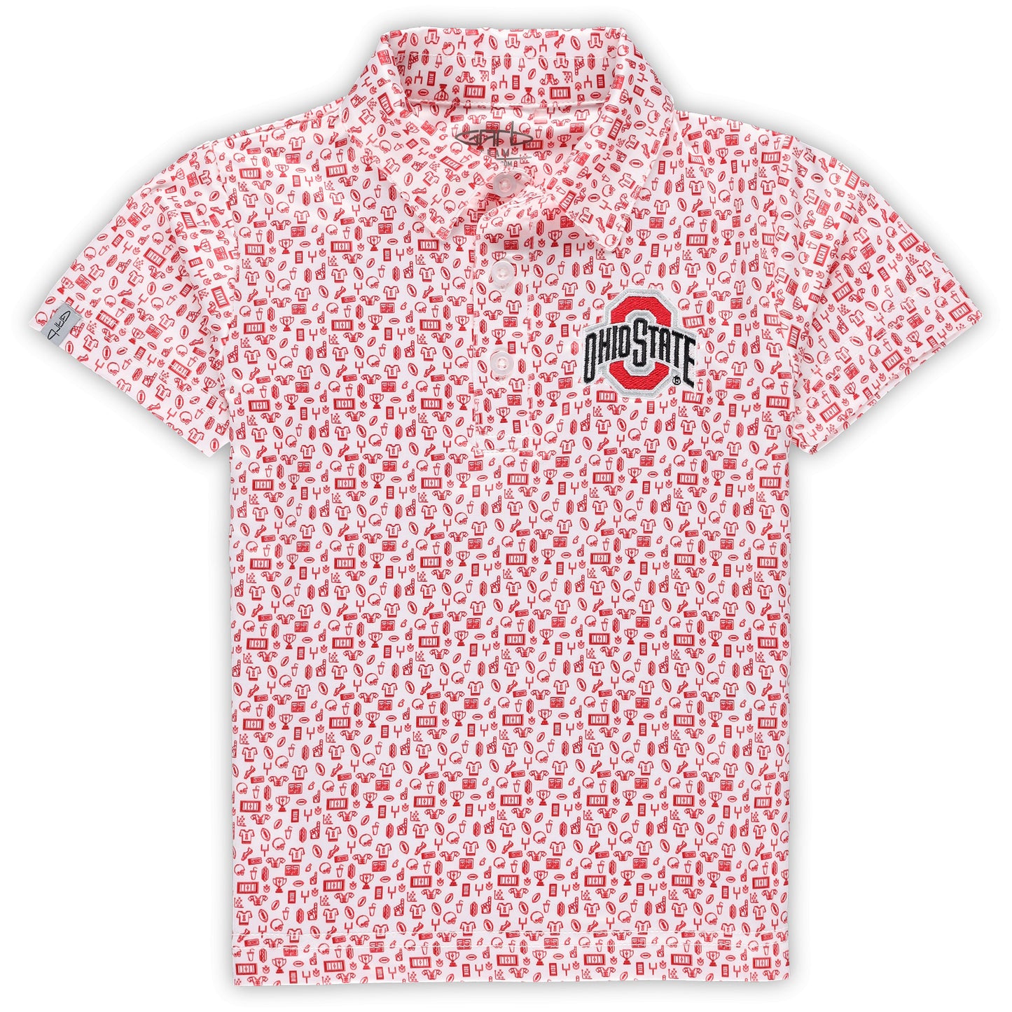 Toddler Garb White Ohio State Buckeyes Crew All-Over Print Polo