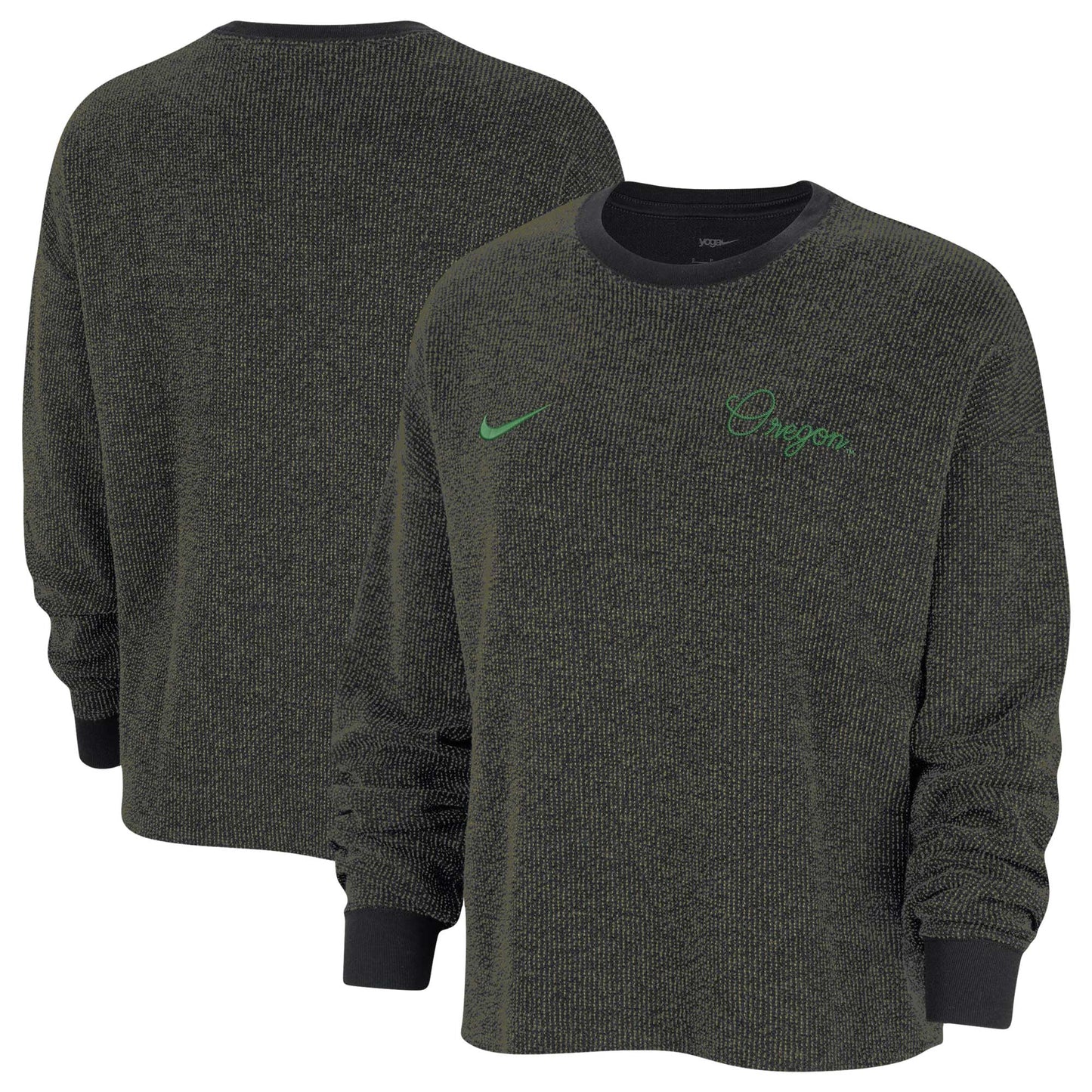 Women's Nike Black Oregon Ducks Yoga Script Pullover Sweatshirt
