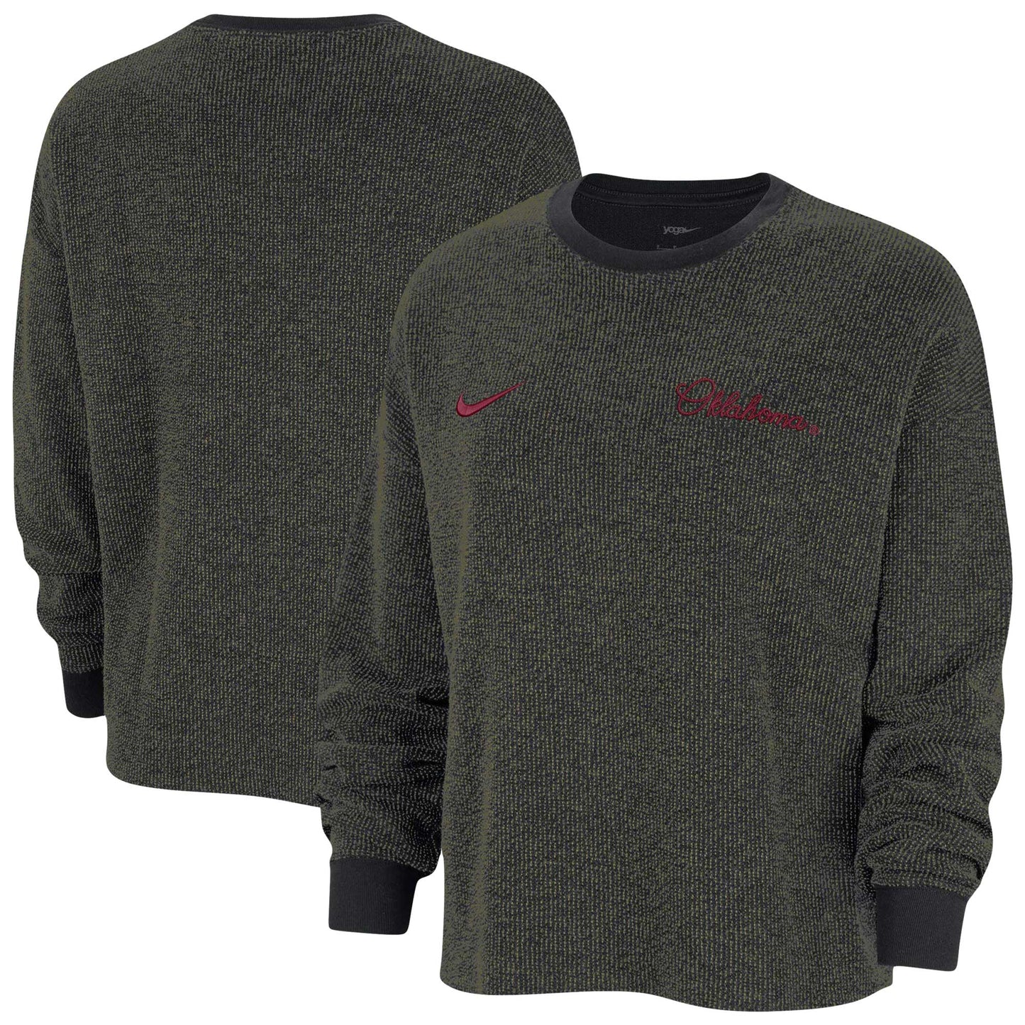 Women's Nike Black Oklahoma Sooners Yoga Script Pullover Sweatshirt