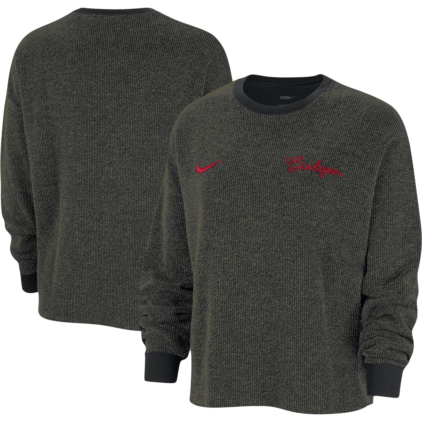 Women's Nike Black Ohio State Buckeyes Yoga Script Pullover Sweatshirt